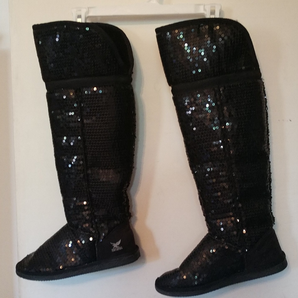 Over knee sequin boots